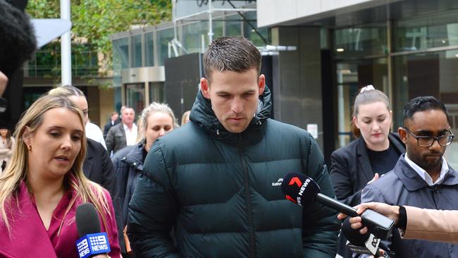 Luke Merryfull leaves the County Court of Victoria on Wednesday. Picture: NCA NewsWire / Nicki Connolly