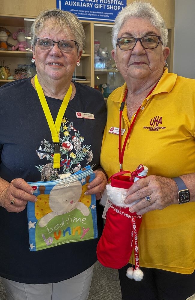 Pauline Strong and Colleen Glencross from the Lismore Base Hospital Auxiliary are holding a Christmas themed gift stall in the foyer of the hospital to raise funds for a cell saver transfusion system.