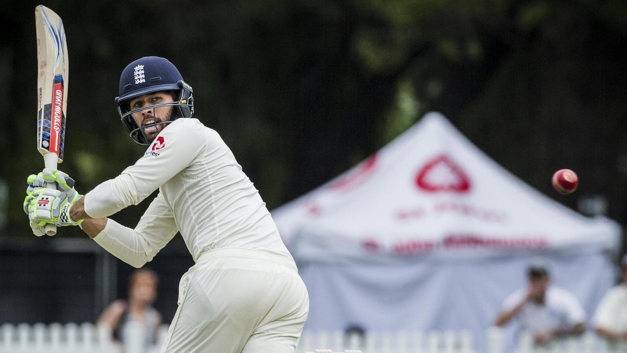 Joe Clarke clips a ball to the fence for the English Lions.