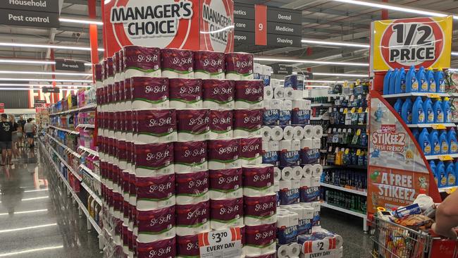 Heaps of toilet paper at Flagstone’s new Coles which opened this morning.