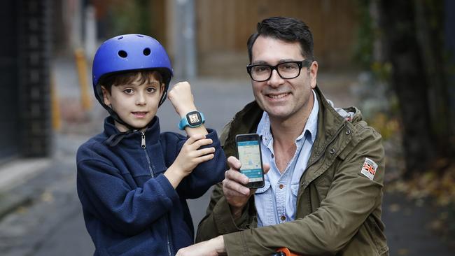 Erz Imam’s son Mavi is wearing SA company MGM Wireless’ Spacetalk watch. Picture: David Caird.