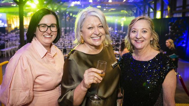 LifeFlight Toowoomba Gala committee members (from left) Bec Borger, Wendy Roche and Julie Stewart at The Goods Shed, Saturday, May 6, 2023. Picture: Kevin Farmer