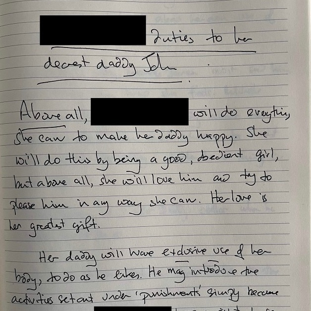 Skylar Silverstein’s ‘contract’ with Dr John Forge. Picture: Supplied