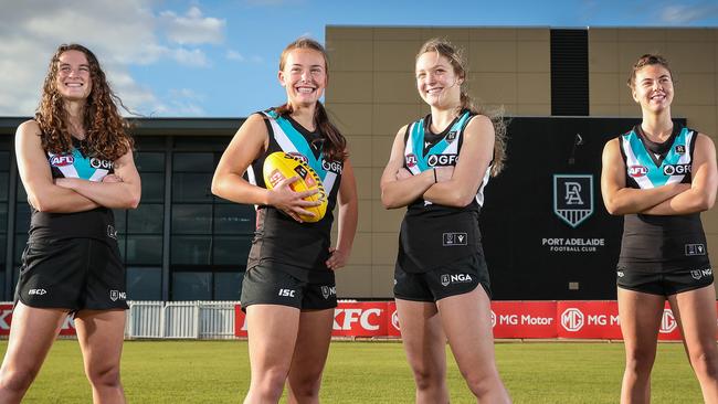 Young (left) is part of Port Adelaide’s Next Generation Academy and should be picked by the Power or another club in a future AFLW draft. Picture: Sarah Reed