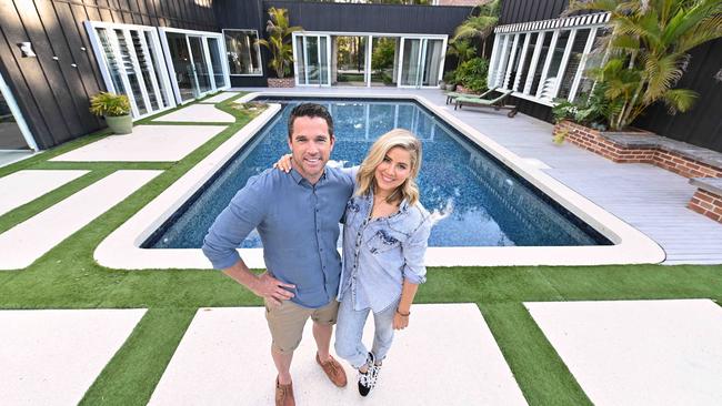 Former The Block contestants and interior designers, Carlene and Michael Duffy at their home at Tallebudgera, in the Gold Coast hinterland. Picture: Lyndon Mechielsen