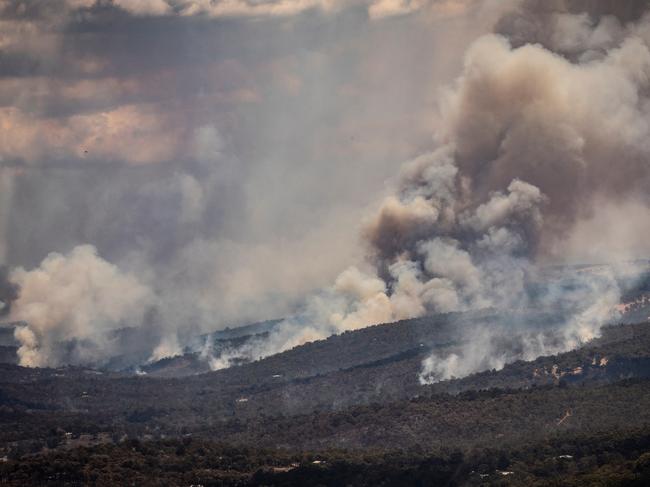 Aerial view of a bushfire northeast of Perth which has burnt through more than 7000 hectares of land and destroyed multiple homes earlier this month. NCA NewsWire / Tony McDonough