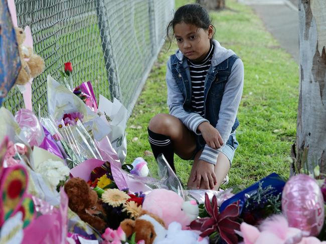 A mourner at the memorial for Sanaya. Picture: Andrew Tauber