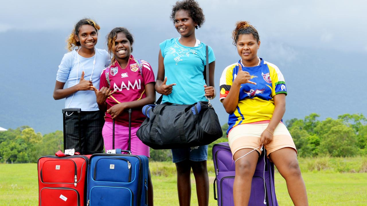 Annyesha Pamtoonda, Hilary Watt, Tiana Marbendinar and Wenonah Miskin made the big step moving from their home town Arunkun to get a better education and board at Djarragun College in Far North Queensland. Picture: File photo