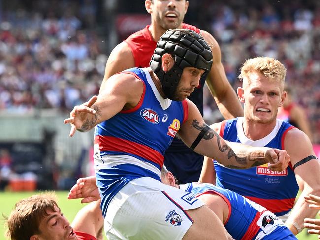 Caleb Daniel had an impact after coming onto the ground on Sunday. He was named as substitute, a decision which baffled many Bulldogs fans. Picture: Quinn Rooney/Getty Images.