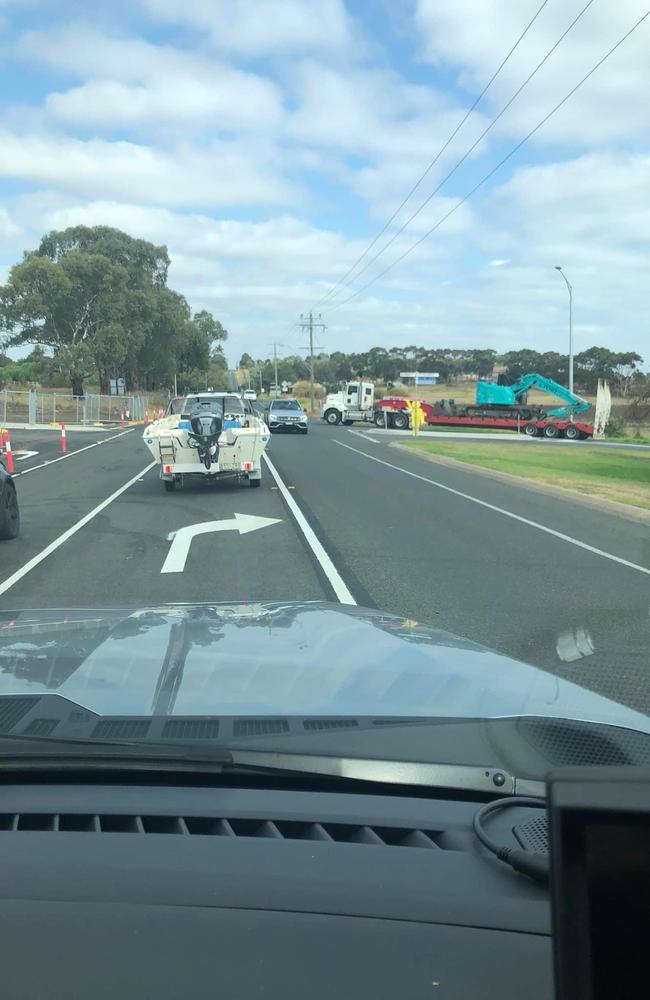 A truck turning right in the wrong lane from Point Richards Rd heading towards Geelong. Picture: Supplied