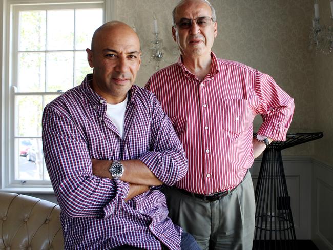 Jailed former MP Eddie Obeid with his son Moses at Dunbar House in Watsons Bay.