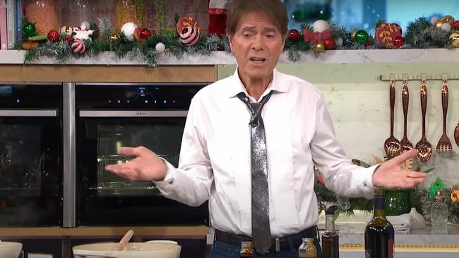 Cliff Richard has been slammed by food critics over his bizarre Christmas recipe. Picture: YouTube.