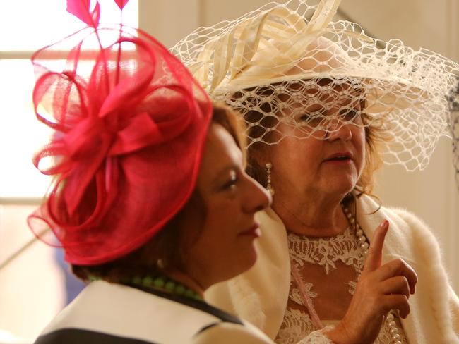 01/11/2016: Sophie Mirabella, Gina Rinehart and Julie Bishop in the Emirates marquee at the 2016 Emirates Melbourne Cup at Flemington Race Course, Melbourne. Stuart McEvoy for The Australian.