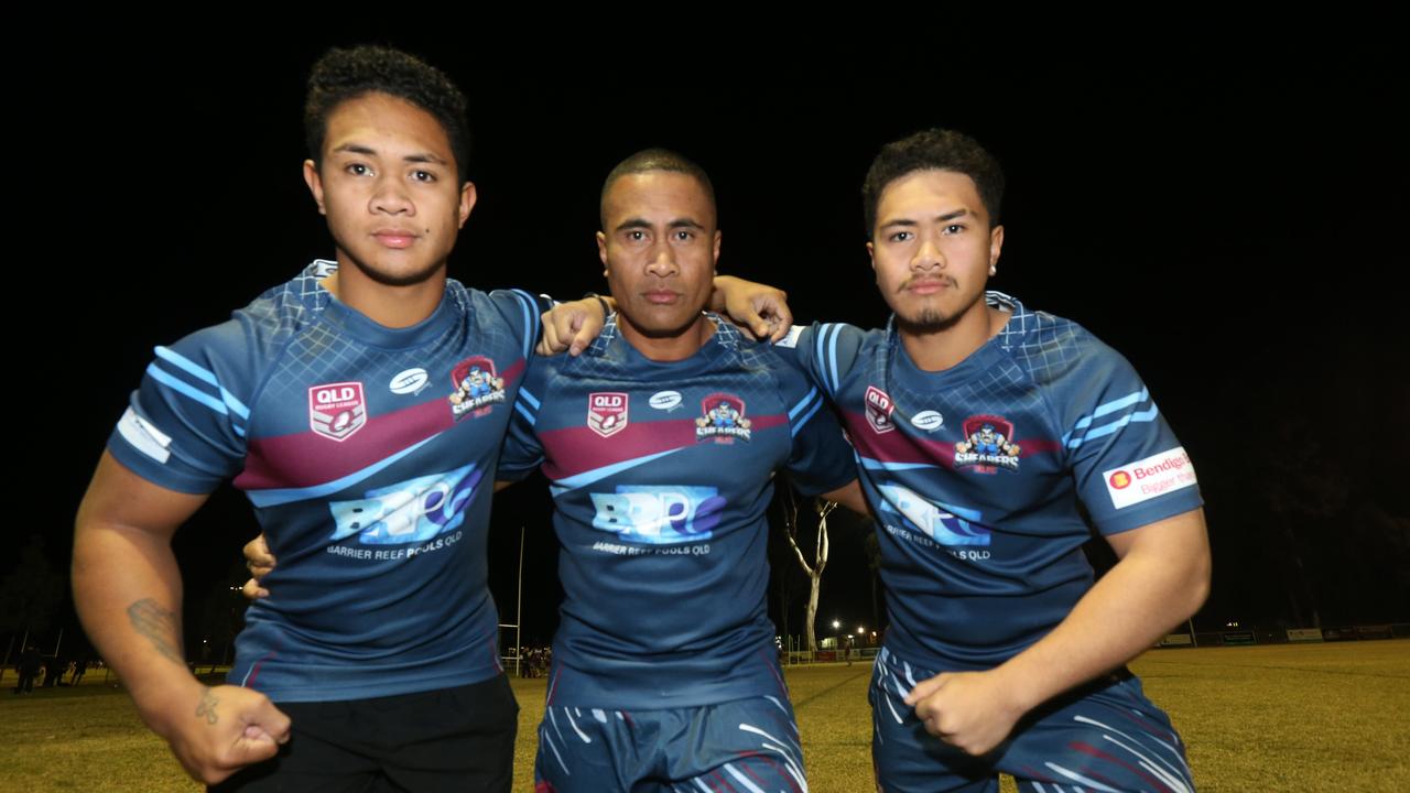 Aati Su’a playing with his sons Laz and Pheonix for Ormeau Shearers in ...