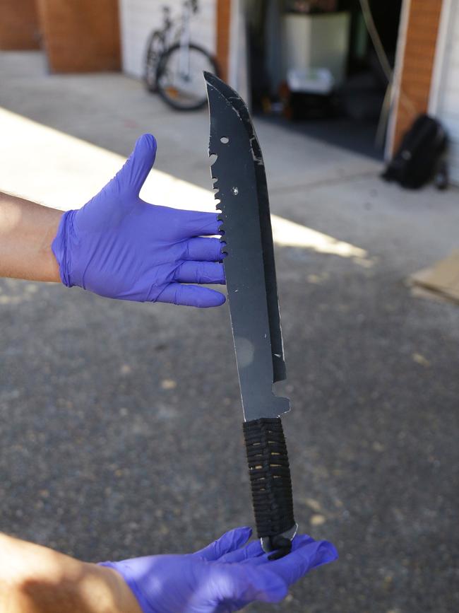 A large knife found by police.