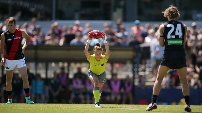 NAB Challenge, AFL : Carlton v Essendon First bounce in the game ELENI Glouftsis Picture:Wayne Ludbey