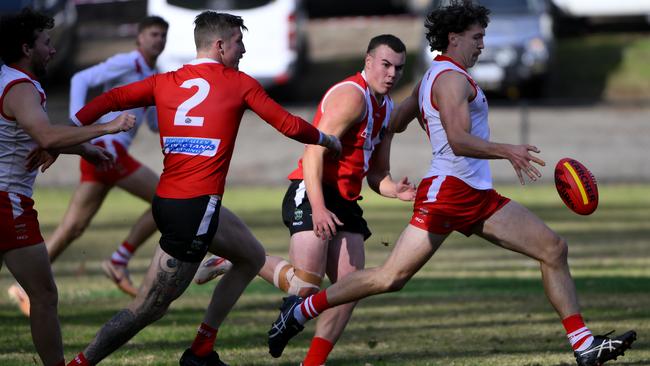 Lachie Kennedy on the burst for Olinda Ferny Creek. Picture: Andrew Batsch