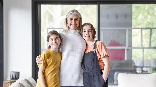 Genevieve Rueger and her daughter Kayley, 13, and son Lachie, 10. Picture: Roy VanDerVegt