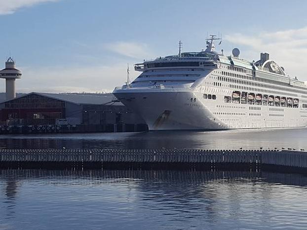 The Dawn Princess docked at Macquarie Wharf in Hobart on Thursday, November 24. Picture: LIBBY SUTHERLAND