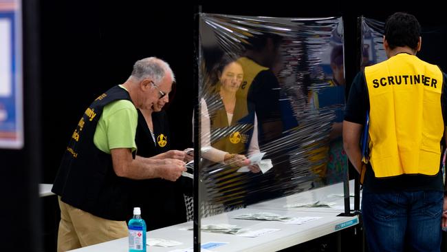 The vote count begins in the 2020 Northern Territory Election. Picture: Che Chorley