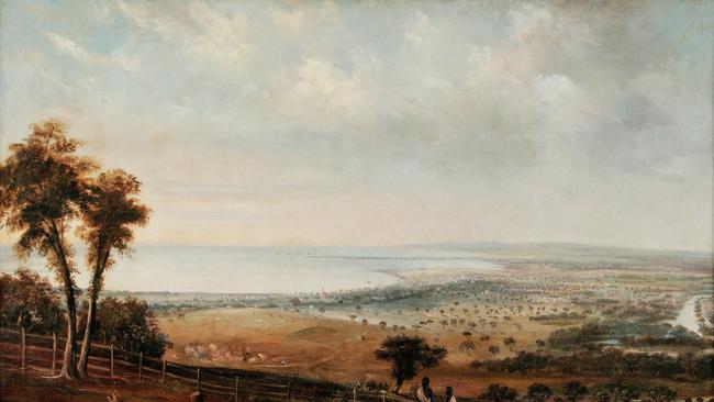 William Duke Geelong from Mr Hiatt's, Barrabo ol Hills 1851 oil on canvas Geelong Gallery Gift of the family of Edward John Bechervaise, in his memory, 1943 Photographer: Terence Bogue