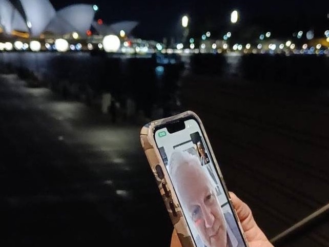 Stella Assange, wife of Julian, posts a picture of herself FaceTiming her husband from Sydney ahead of the hearing. Picture: X