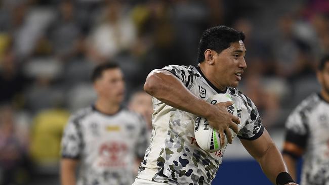 Jason Taumalolo of the Cowboys runs the ball. (Photo by Ian Hitchcock/Getty Images)