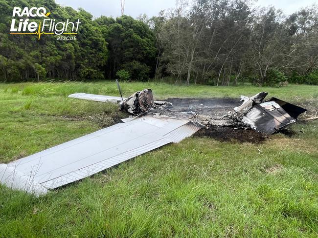 The scene of a light plane crash in Hervey Bay. PHOTO: RACQ LifeFlight