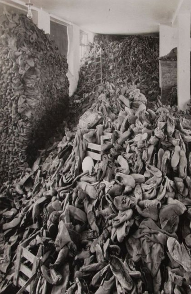 Piles of personal belongings left after mass extermination at Auschwitz concentration camp in Poland. Picture: auschwitz.org photo gallery