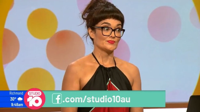 Television still shows a public stoush on Studio 10 over racism in Australia between media personalities Kerri-Anne Kennerley and Yumi Stynes on Monday 28 January 2019. Picture: Studio 10