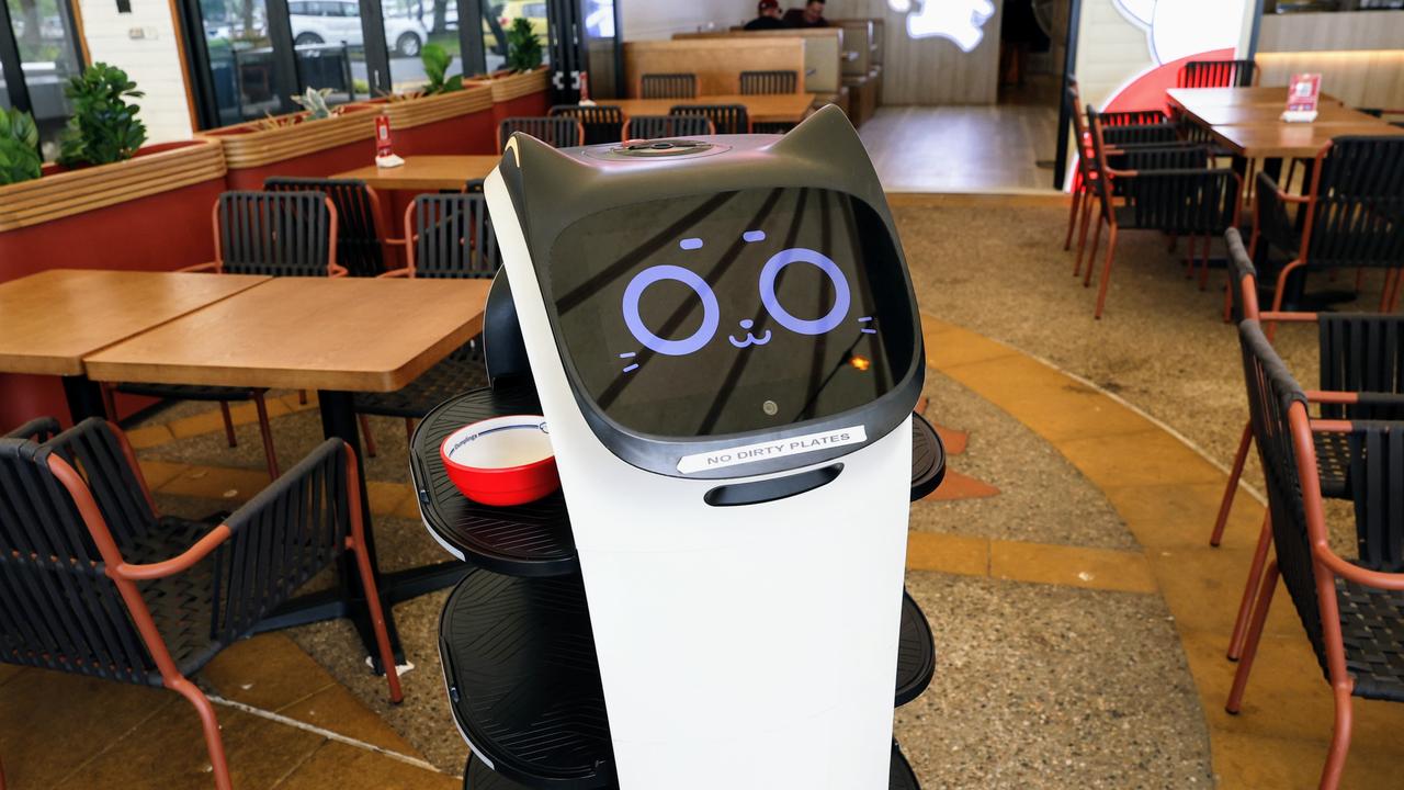 Bella the robot waiter on duty at Impressive Dumplings. Picture: Brendan Radke