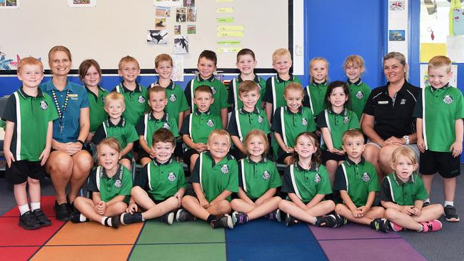 MY FIRST YEAR: Jones Hill State School Prep M. Picture: Patrick Woods.Front Row, left to right: Georgie, Aiden, Robert, Emelia, Ella, Corbin, Shaye.Middle Row, left to right: Alex, Mrs Mitchell (teacher), Riley, Kiarnnah, Noah, Hudson, Belle, Alexia, Mrs Adamson (teacher aide), Linkin.Back Row, left to right: Amy, Johnathon, Taij, Cameron, Austin, Benjamin, Ally, Addelynn.