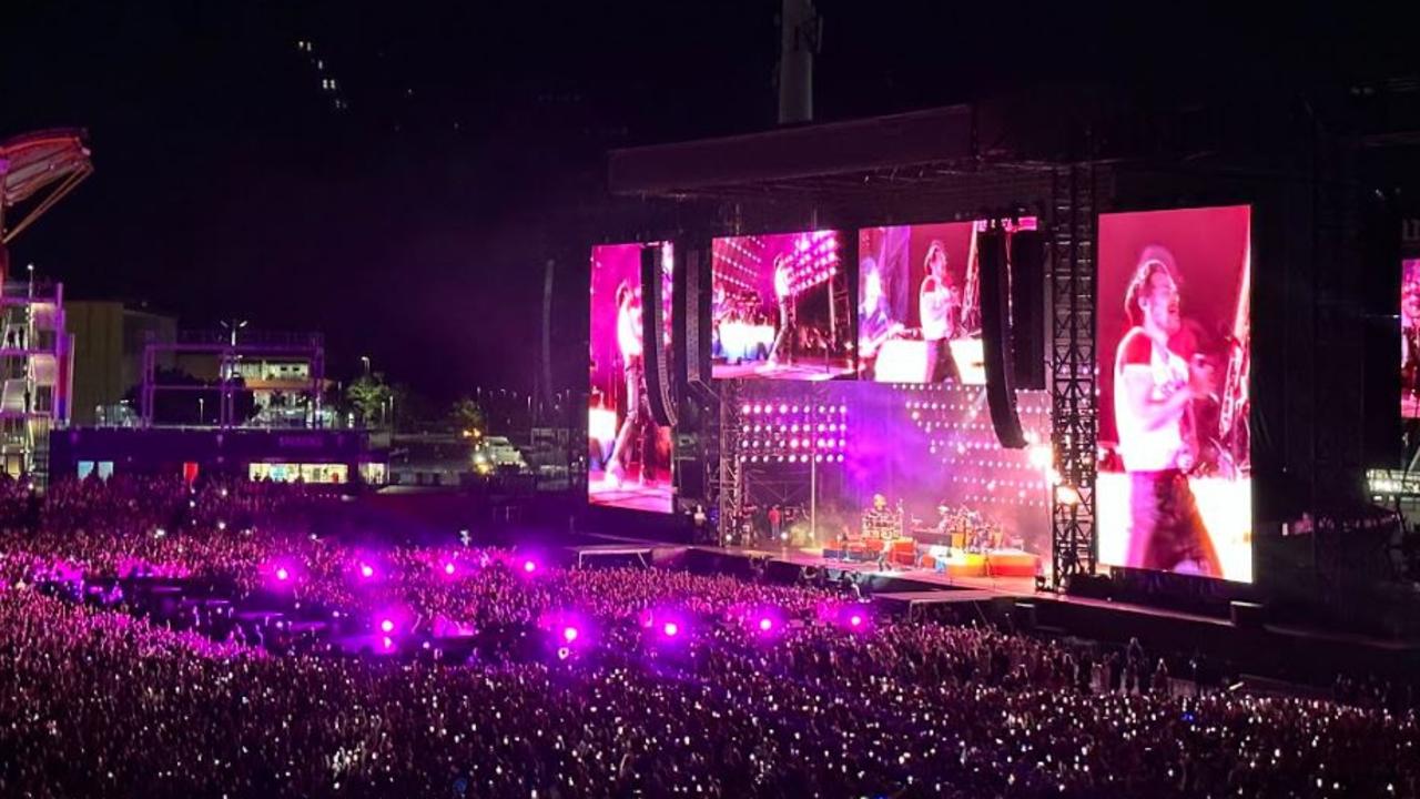 Harry Styles was high energy for the entire show at Heritage Bank Stadium. Photo: Tanya French