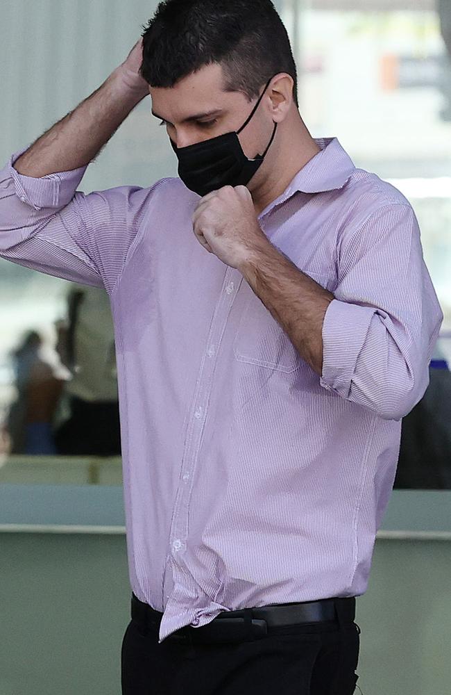 Keperra man Andrew Kevin Steel, 30, leaving Brisbane District Court, sentenced for making child exploitation material. Picture: Liam Kidston