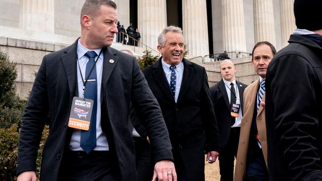 Robert F. Kennedy Jr, centre, outside the Lincoln Memorial. Picture: Stefani Reynolds / AFP