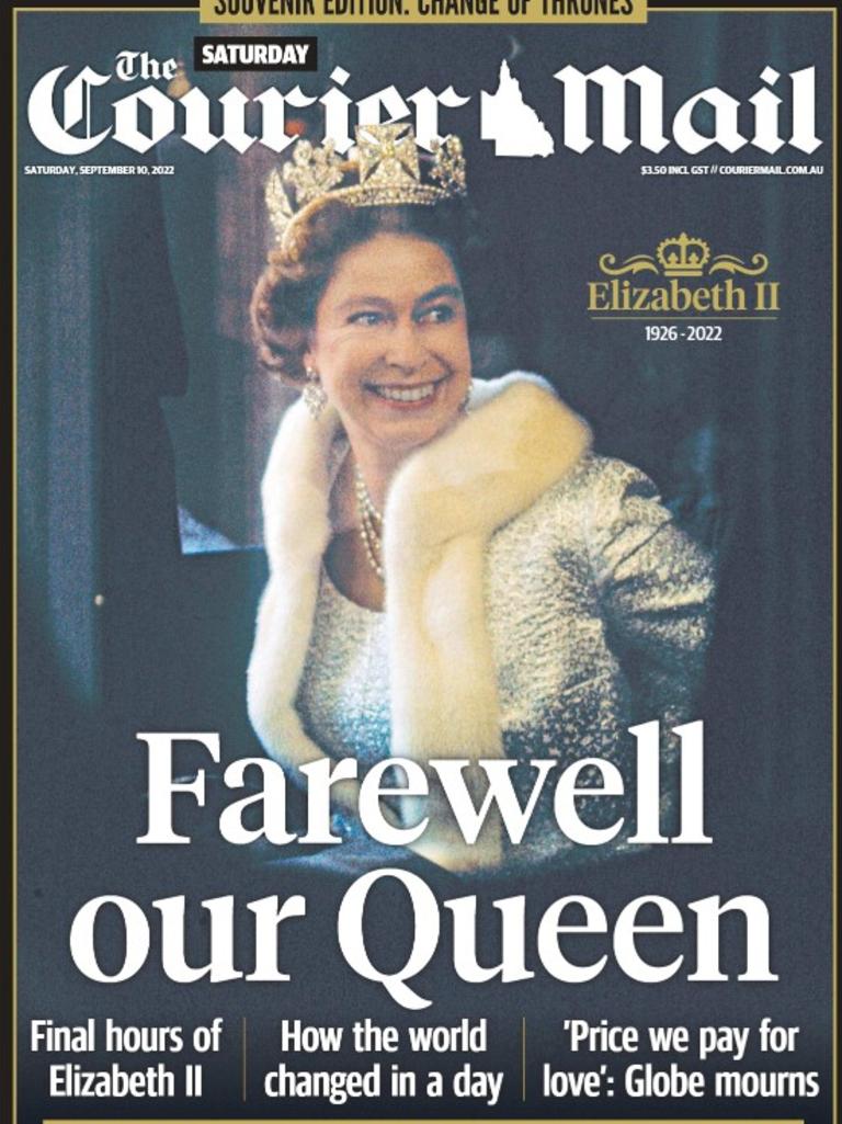 Australian newspaper front pages commemorate the passing of the Queen.