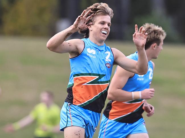 Zeke Uwland gets plenty of the ball. Picture: Jenny Evans/AFL Photos