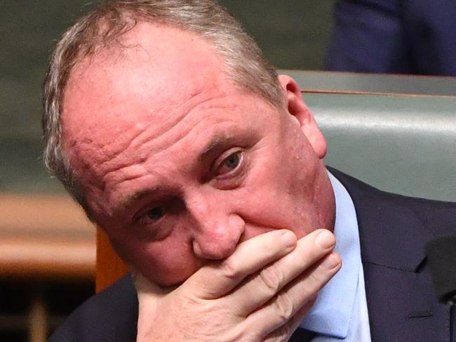 Nationals member for New England Barnaby Joyce during Question Time in the House of Representatives at Parliament House in Canberra, Thursday, February 27, 2020. (AAP Image/Mick Tsikas) NO ARCHIVING