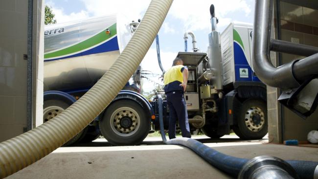 Milk being collected for Fonterra at Darnum in Victoria. Picture: Greg Scullin