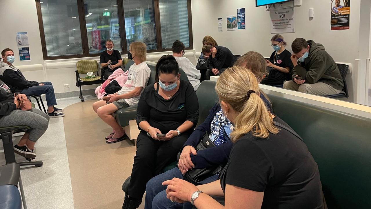 People at the emergency department at the Prince Charles Hospital on Tuesday night.