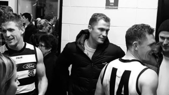 He also posted a photo of the brothers in the Geelong changeroom. Photo: Instagram
