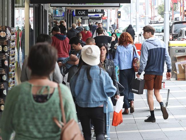 Thousands of Christmas shoppers are expected to crowd city streets and shops over the next three days. Picture: LUKE BOWDEN