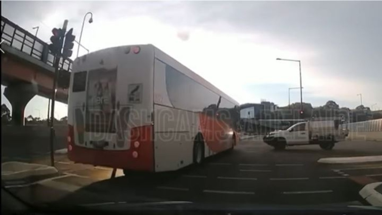 A collision between a bus and a ute in Bedford Park has been caught on camera. Picture: Facebook