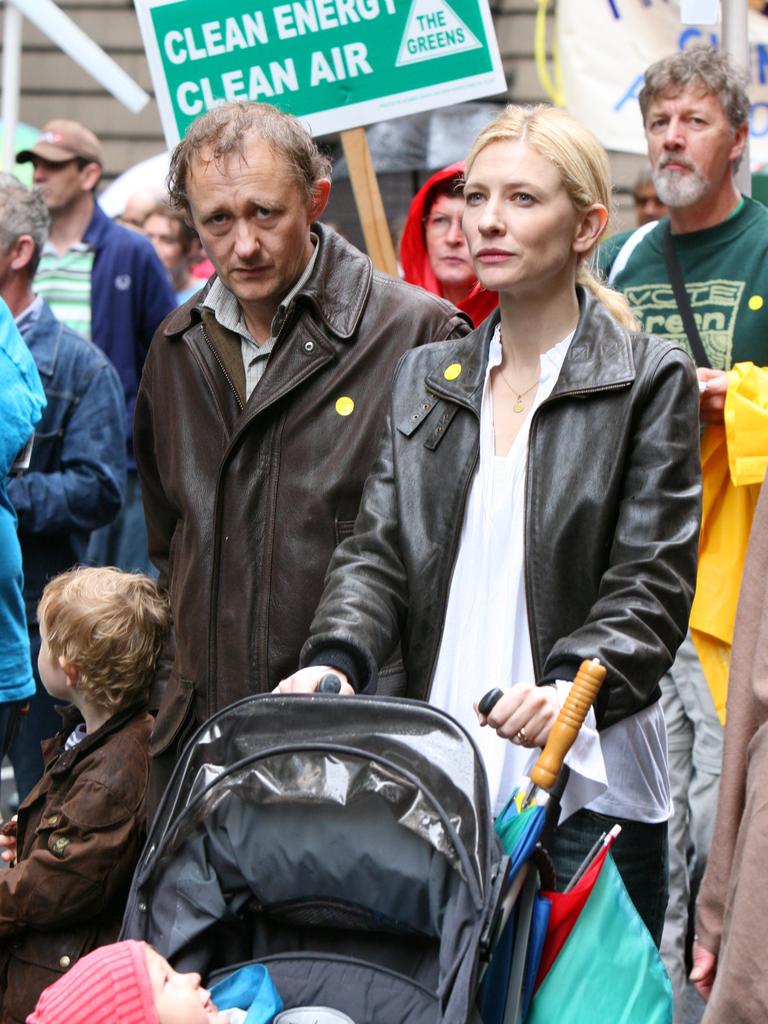 Blanchett and family at a climate change rally in Sydney.