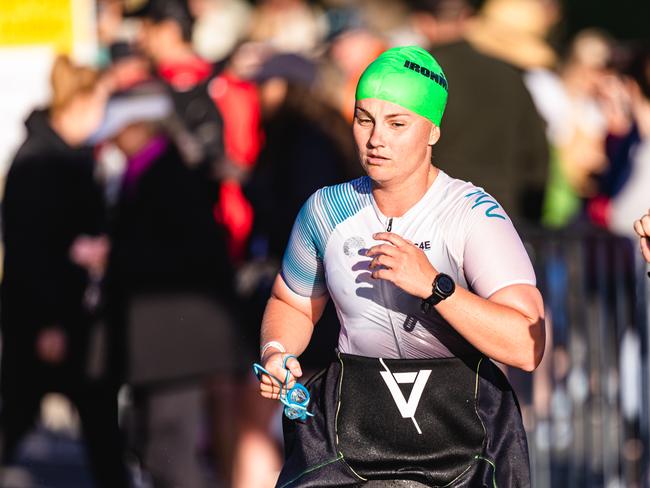 Competitors in the Ironman 70.3 Tasmania in Hobart Picture: Linda Higginson