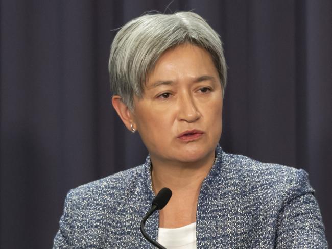 CANBERRA, AUSTRALIA, NewsWire Photos. JANUARY 23, 2024: Foreign Minister Penny Wong, Home Affairs Minister Clare OÃ¢â¬â¢Neil, Deputy Prime Minister Richard Marles and Abigail Bradshaw Head of the Australian Signals Directorate's, Australian Cyber Security Centre hold a press conference in response to Medibank Private cyber attack at Parliament House in Canberra. Picture: NCA NewsWire / Martin Ollman