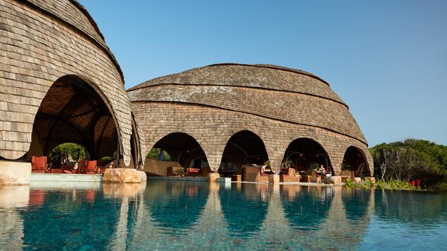 The distinctive boulder-shaped domes at Wild Coast Tented Lodge, Yala, Sri Lanka.