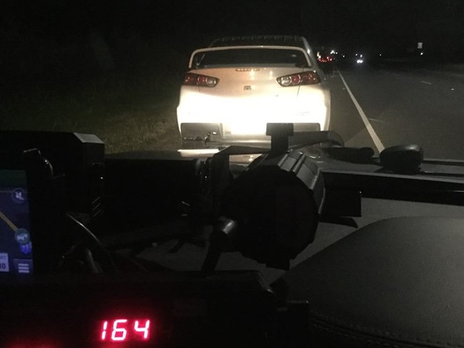 A driver pulled over for speeding on the Dandenong Bypass.