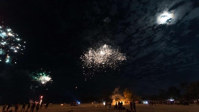 Hundreds let off their own fireworks at Lee Point. Picture: Pema Tamang Pakhrin