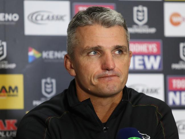 Penrith coach Ivan Cleary speaks to the media after Penrith's loss in the Penrith v Warriors NRL match at Penrith Stadium, Penrith. Picture: Brett Costello